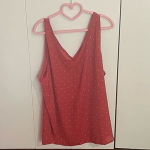 Red And White Polka-Dot V-Neck Tank Top 1X